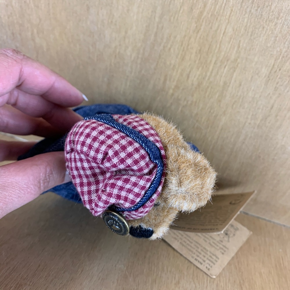 Boyds Bear Rare Plush Denim Dress Gingham Hat - Picture 6 of 6